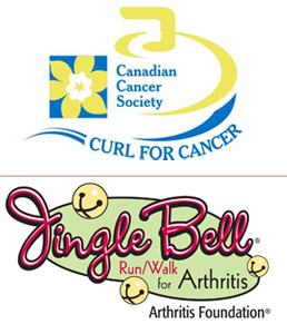 Curl for Cancer and Jingle Bell Walk/Run for Arthritis Logos