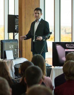 Social media legend Dave Carroll spoke to UNB's MBA Professional Development class.