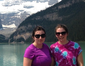 BBA student Kelly Sheehan (left) with her sister Jen. Kelly is finishing up an eight-month Co-op work term with Syncrude Canada Limited in Alberta.