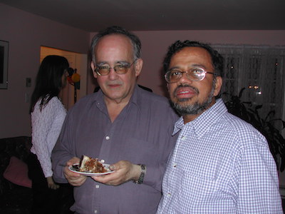 Francisco Arcelus (L) celebrating his retirement with friend and colleague, Gopalan Srinivasan.