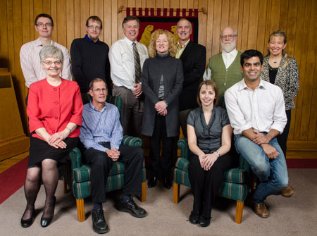 Standing, from left: Trevor Hanson, Fred Mason, Michel Couturier, Elin Maher, Tony Secco, Joe Horton, Carmen Poulin. Seated, from left: Shirley Cleave, Bob Maher, Wendy Churchill, Rajeev Venugopal.