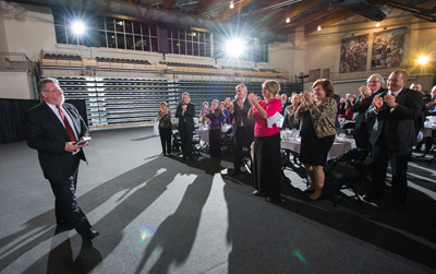 Caption:  Greg Kealey after addressing the crowd at his farewell event in November, 2012.