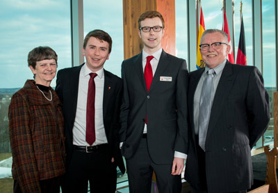 Joey O'Kane (third from left) with his parents, Joanne and Mick; and his brother, Jon at this year's Sir Howard Douglas Scholars Dinner.