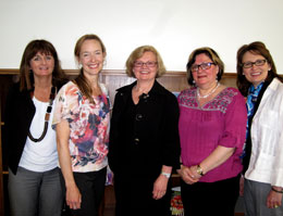 Members of UNB Saint John's Evidence Synthesis Group.  From left to right:  Dr. Rose McCloskey, Dr. Tracy Carr, Dr. Dianne McCormack, Dr. Lisa Keeping-Burke, Dr. Karen Furlong.  Missing from the photo:  Dr. Linda Yetman and Linda Hansen, Librarian.