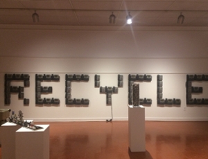Dozens of phones were kept out of the landfill in this Heavy Metal Art Exhibit display.