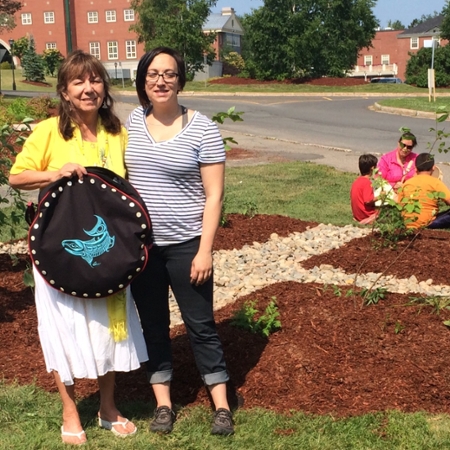 Elder-in-Residence, Imelda Perley and UNB Fredericton's Sustainability Coordinator, Danielle Smith, collaborated to make the Medicine Wheel Garden possible