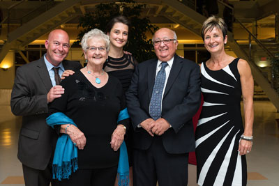 Frank Wilson and his family at his tribute dinner, where funds were raised for a UNB scholarship in his name worth $165,000.