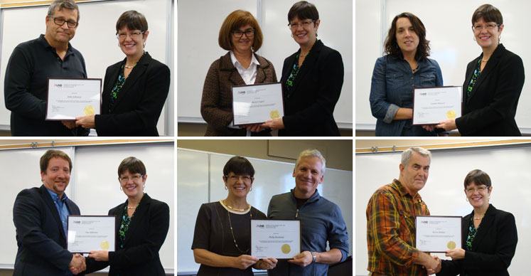 Clockwise from top left: John Johnson, Nancy Logue, Connie Stewart, Byron Walton, Phil Backman and Tim Alderson.