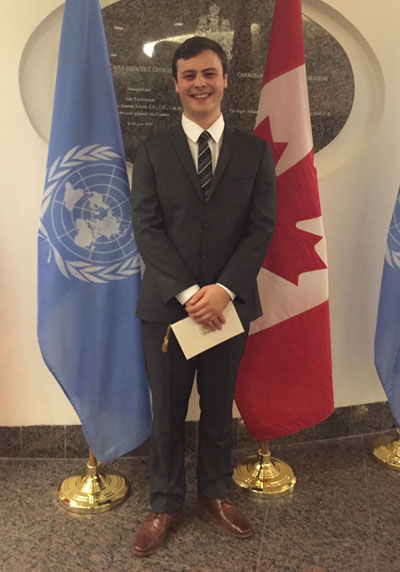 Third-year Renaissance College student, Alec Boudreau, arriving at the state dinner in Ottawa on Feb. 11.