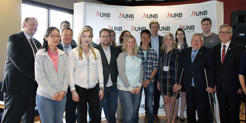 Dr. David Burns, Minister Rick Doucette, Premier Brian Gallant, Minister Ed Doherty, Dr. Robert MacKinnon and NBIF recipients