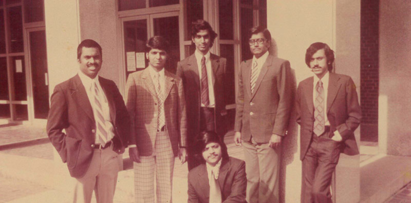 Photo of fellow Indian graduate students. Shankar is standing in the middle