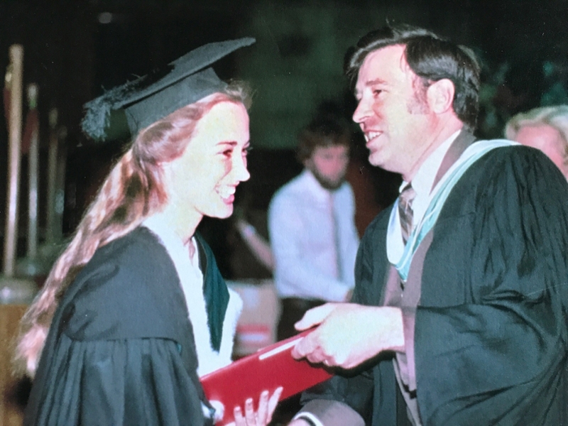 Barbara Wasson received her UNB degree from her father, Dana Wasson in 1982