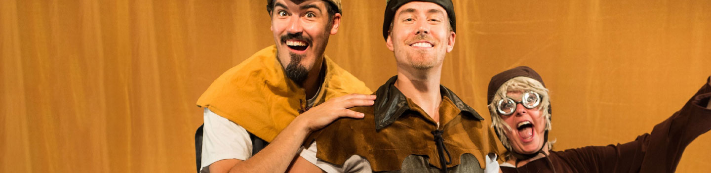 Photograph of the performers of Dufflebag Theatre's Robin Hood