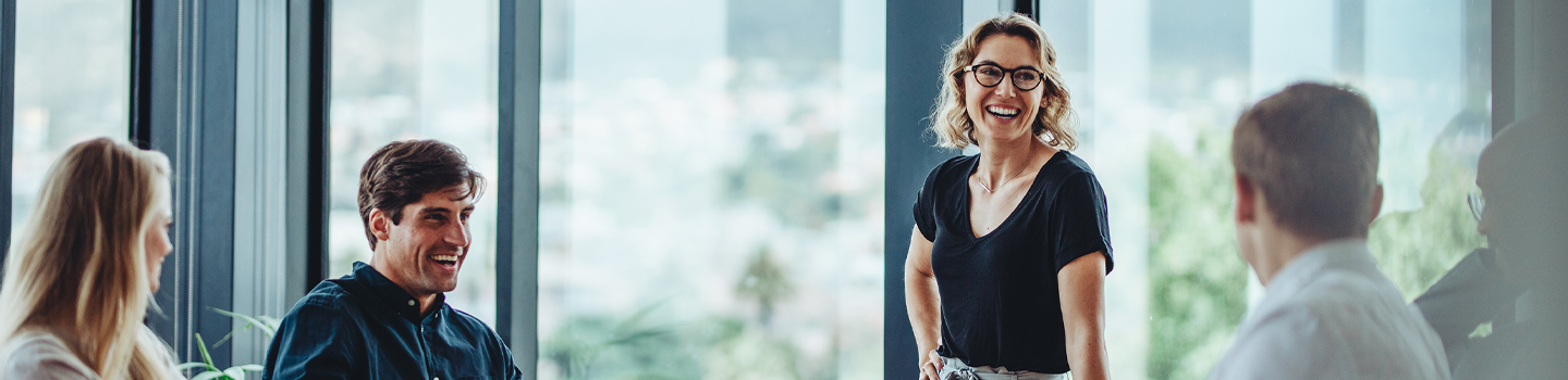 Photograph of workers in a meeting