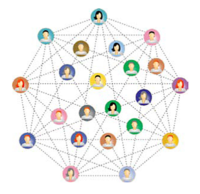 An illustration showing a network of people