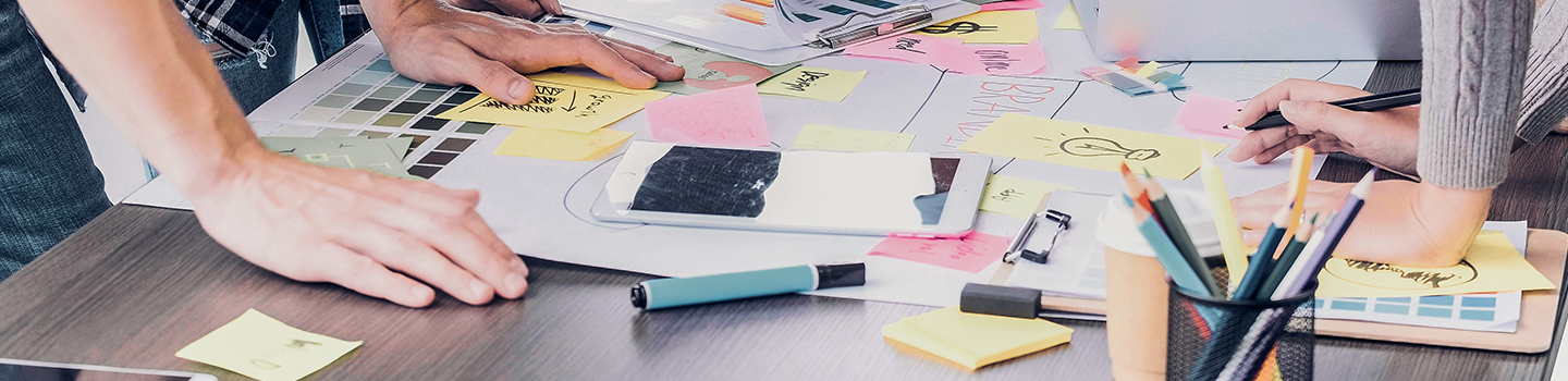 A cluttered work table