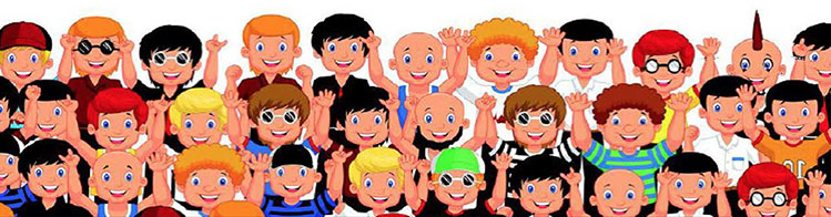 An illustration of a crowd of people cheering