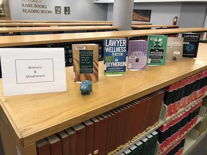 Wellness and mindfulness display at the UNB Law Library