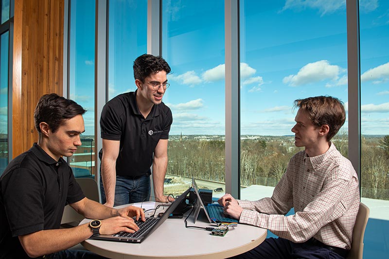 Wesley Finck, Matthew Sampson and Drake Luce of Gray Wolf Analytics. Credit: Rob Blanchard, UNB