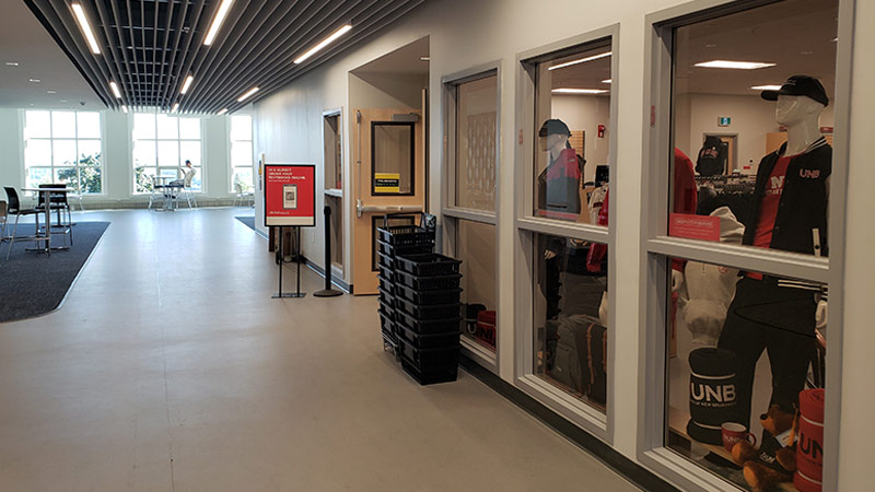 The UNB Fredericton campus Student Union Building will provide a hub of services, including the new campus bookstore (pictured) and pharmacy.