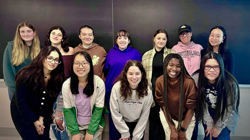 Front, from left: Sharmila Ahmed, Mia Truong, Marina Kaplun, Daphne Dairo-Singer, and Ky Nguyen. Rear, from left, Madeleine Labelle, Ronny Frilling, Maria Lefter, Mackenzy Noble, Maria Kamenshchykova, Ashley Smith, and Hwany Kim. 