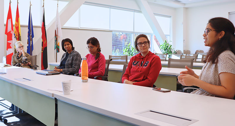 From left, Alexandria Chiasson (national partnerships coordinator for ICTC), Nethmi Hettiarachchi, Shabnam Saderi Okouei, Ashley Smith and Moksha Bhatt.