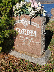 The grave of Dr. Agatha Bonga (C-FR'82, BA'96) at Fredericton Rural Cemetery Extension.