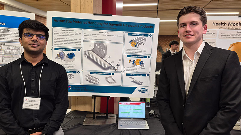 Muhammad Khokhar and Colin Matthews created Sawmill Residual System Automatic Cleaning System, which automated a maintenance issue at a J. D. Irving, Limited sawmill. 